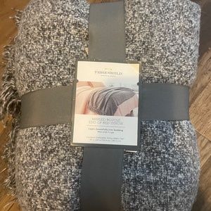Threshold Bedding | Threshold Marled Boucle End of Bed Throw | Color: Gray | Siz